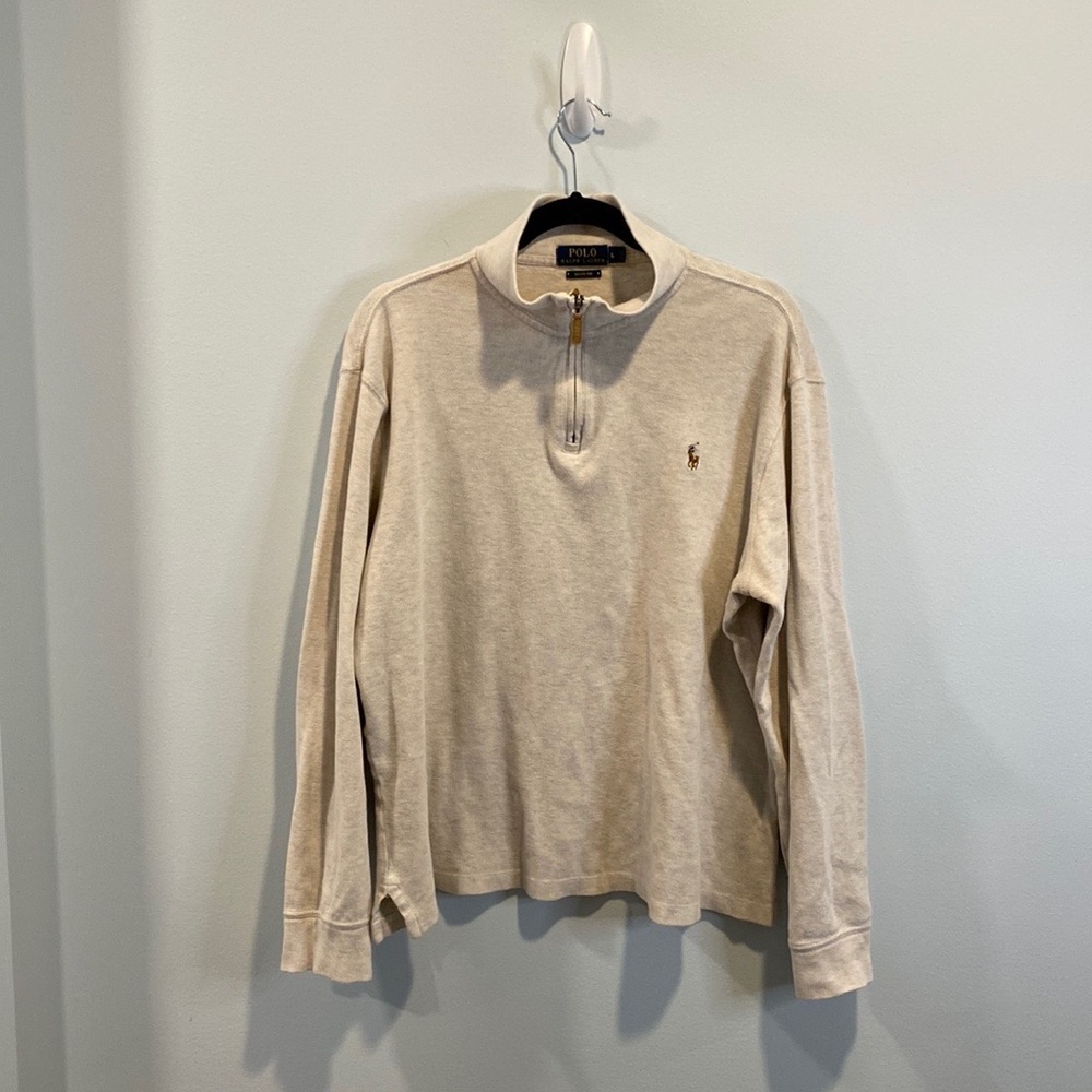 Men’s Polo Ralph Lauren Estate Rib Beige half zip L